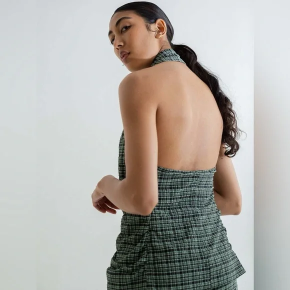 [ganni] NWT 2pc seersucker halter top and kick flare pants set - Picture 4 of 16